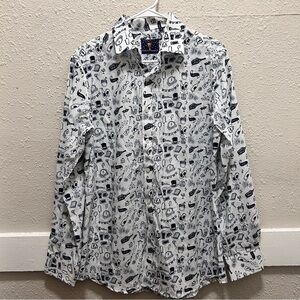 Simon Banks New Years Men's Button Front Shirt NWOT Medium